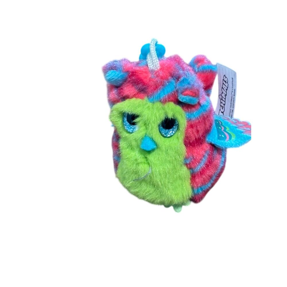 Hatchimals Fabula Forest Pink Green Owl Bird Toy Clip Con Chain Plush Toy 3.5”